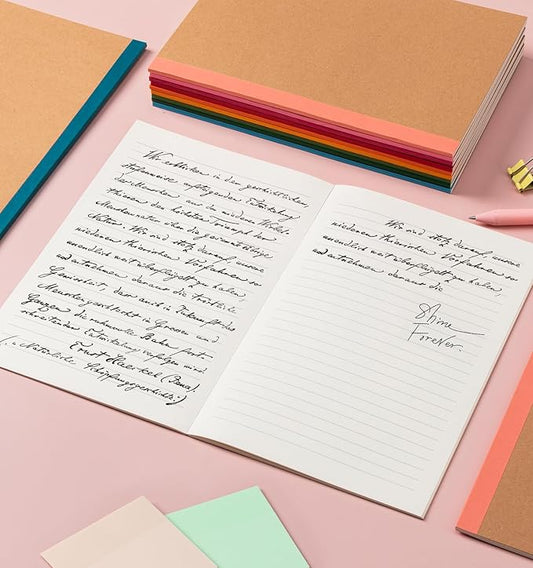 60 Pack Composition Notebook Journals Bulk, A5 Lined College Ruled Notebook, Kraft Cover with Rainbow Spines, 8.3x 5.5, 15 Colors 60 Pages for School Office Travel