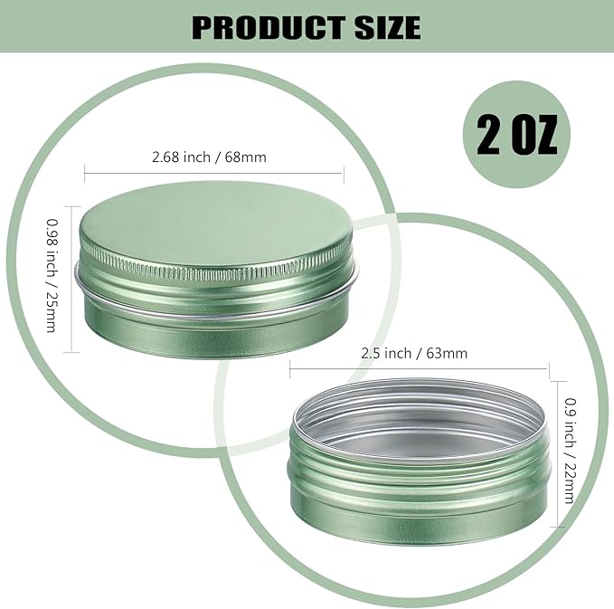 Candle Container Aluminum Tin Jars 14 Pack Candle Tins Salve Tins Versatile Small Containers with Lids Metal Tin for Balms,Spices,Salve,Crafts(Pale Green)