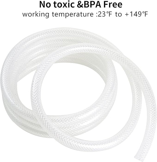 1/2’’ ID × 3/4’’ OD - 25 ft Clear Braided Hose Plastic Vinyl Tubing,High Pressure Flexible Reinforced PVC Tube for Transfer Water Air Oil, BPA Free & Non-Toxic