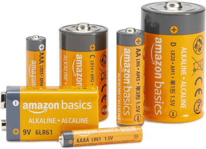 Basics 8-Pack 9V Long-Lasting Alkaline Batteries for Smoke Detector, Electronics & Audio, Reliable, 5-Year Shelf Life