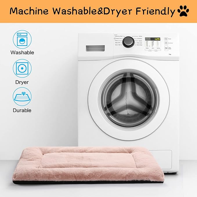 Dog Beds Crate Pad for MediumLarge Dogs Fit Metal Dog Crates,Ultra Soft Dog Crate Bed Washable  Anti-Slip Kennel Pad for Dogs Cozy Sleeping Mat,Pink 36inch