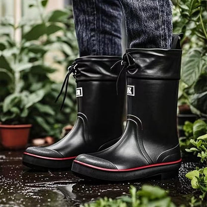 Mens Rain Boots Water boots Waterproof PVC Rubber Boots Outdoor Mud Boots,Comfort Lightweight Mid-Calf Gardening Fishing Shoes for Yard Farm Work