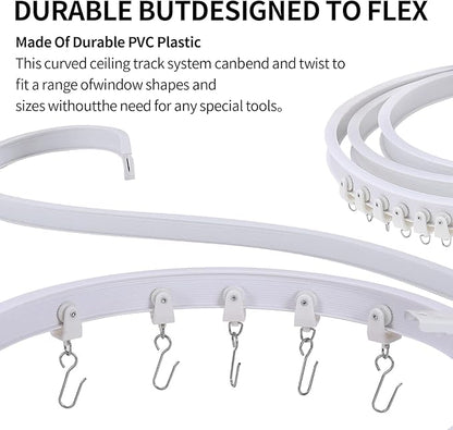 Flexible Bendable Ceiling Curtain Track, 5m (16.4ft), Ceiling Mount, for Curtain Track with Track Curtain System, RV Curtain Spacer, Curtain Ceiling Track, white