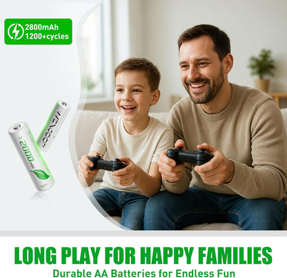 Rechargeable AA Batteries 8Pack, 2800mAh High-Capacity, NiMH, Double A Battery, Long-Lasting, AA Rechargeable Batteries for Household and Office Devices, Pre-Charged - 1.2V Low Self Discharge