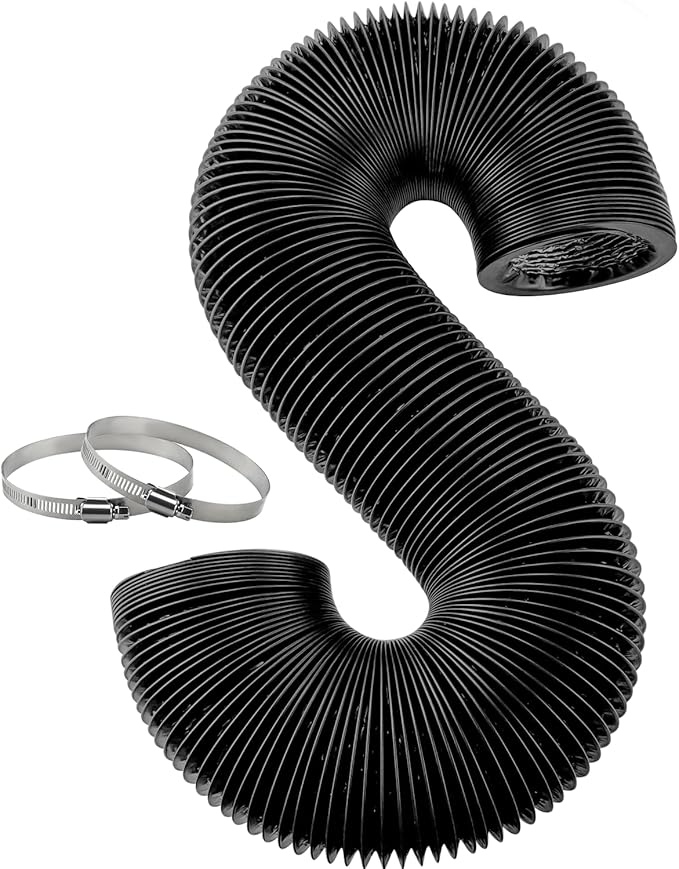 Black Dryer Vent Hose 4 Inch Insulated Flexible Duct 16FT with 2 Clamps Adjustable Black Air Aluminum Ducting Heavy-Duty Three Layer Protection Used in Air Duct Fan Systems by Cenipar