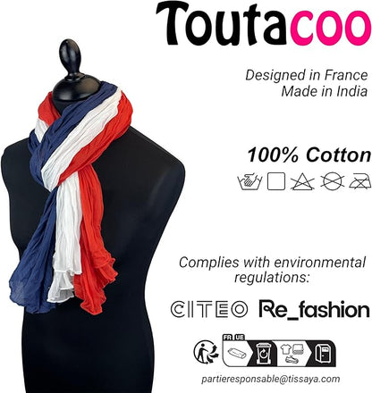 Toutacoo, Cotton Scarf, Chèche, Echarpe, crinkle soft scarf, light, fashion, solid, wrap, shawl, unisex, Plaited 100% Cotton