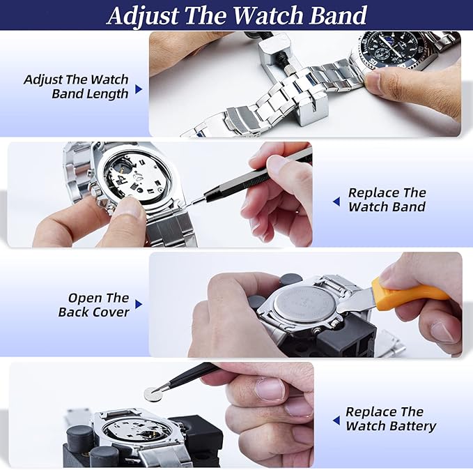 Eventronic Watch Repair Kit, Professional Watch Battery Replacement Tool, Watch Link  Back Removal Tool, Spring Bar Tool Set with Carrying Case for Men Women