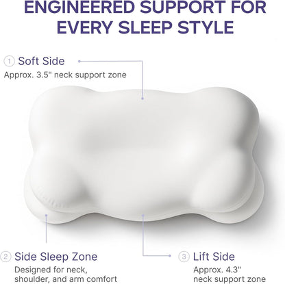 Mellow Cloud Alignment Pillow ("High" Version, for people 5' 7" or taller) Up to 4.3" taller, with Dual-Arm Cutouts)