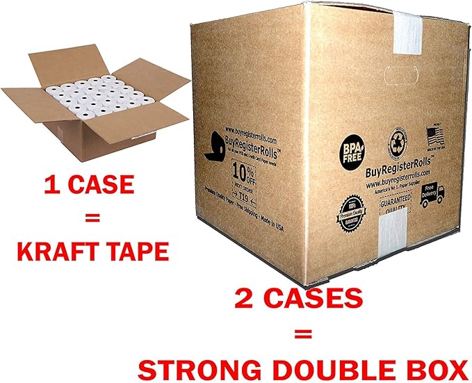 (10 Rolls - 50 GSM) 3'' x 95' WhiteCanary 2 Ply Carbonless Kitchen Printer Paper Cash Register Receipt Rolls for Star Micronics SP2000, UP389 VeriFone Omni 480, Printer 220, 250, 900 TMU 220