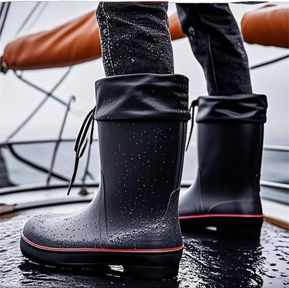 Mens Rain Boots Water boots Waterproof PVC Rubber Boots Outdoor Mud Boots,Comfort Lightweight Mid-Calf Gardening Fishing Shoes for Yard Farm Work