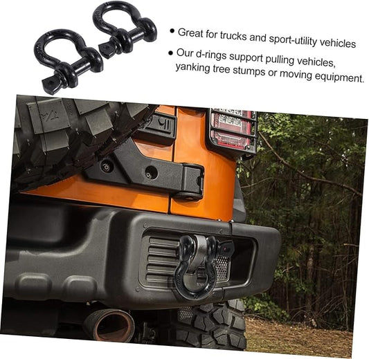 58-inch heavy duty stainless steel D-ring shackles, D-ring shackles, black vehicle hitch recovery shackle