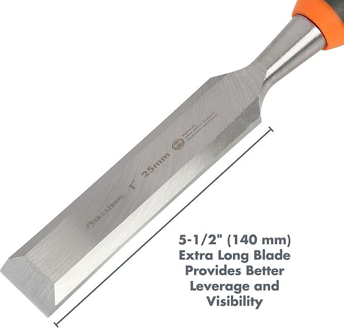 74716 Comfort Grip Wood Chisel – 1" (25MM), Carpentry Chisel, Beveled Edge