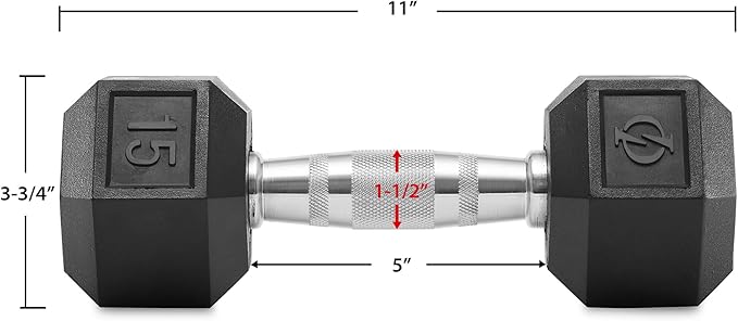 Philosophy Gym Rubber Coated Hex Dumbbell Hand Weights, Pairs