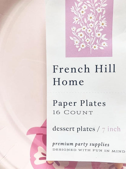 7 inch Paper Plates, Baby Shower, Pink, 16ct