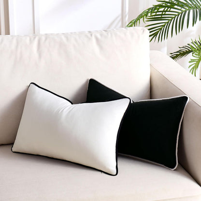 Black and White Pillow Cover Velvet Pillow Covers Set of 2 Modern Pillowcases Comfortable Soft Lumbar Pillow Cover with Elegant Design Fall Pillow Covers Cushion Case for Couch Bedroom Living Room