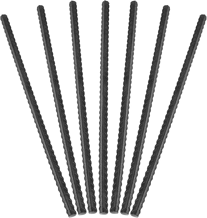 SHEUTSAN 20 PCS 12 Inch Rebar Stakes, 38' Thick Heavy Duty Steel Rebar Ground Anchor, Straight Metal for Camping Tent, Concrete Forming, Plant Stakes, Black