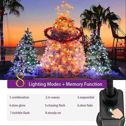 YASENN Christmas Lights String lights 200LED 66Ft Connectable Plug in,Fairy Lights 8 Lighting Modes with Timer for Garden Tree Patio Porch Decorations(Cool White)