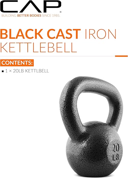 CAP Barbell Black Cast Iron Kettlebell Single or Set  10-80 Lbs