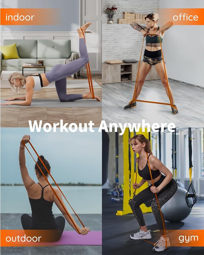 Fitense Resistance Bands Set - Pull Up Bands for Men Women, Exercise Bands Resistance with Door Anchor, Training Poster & Pouch for Body Stretching, Pull Up Assist