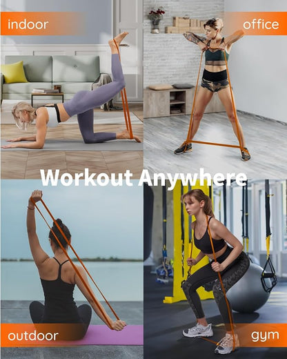 Fitense Resistance Bands Set - Pull Up Bands for Men Women, Exercise Bands Resistance with Door Anchor, Training Poster & Pouch for Body Stretching, Pull Up Assist