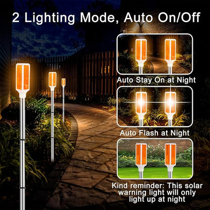 Aolyty Solar Lights Outdoor, Waterproof Driveway Markers Reflective, Warning Flash Light with 2 Lighting Modes, LED Solar Light 4 Pack for Parking Lots, Yard, Sidewalk, Stop Sign, 30 Inches (Orange)