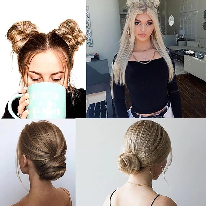 Space Buns Hair Piece 2 Pack, Mini Scrunchie Space Buns, Space Buns Hair Accessories, Space Buns on Short Hair, Space Buns Clips, Mini Space Buns, Hair Pieces for Women (613)