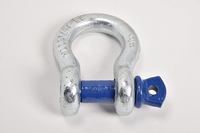 2 Pack Galvanized Blue, Rigging 58" Bow Shackles D Ring Rugged 13 Ton 28,600 Lbs Breaking Strength, WLL 3.25 Ton 7000 lbs w 34'' Pin Clevis Screw Heavy Duty for Auto SUV Anchor ATV UTV Recovery