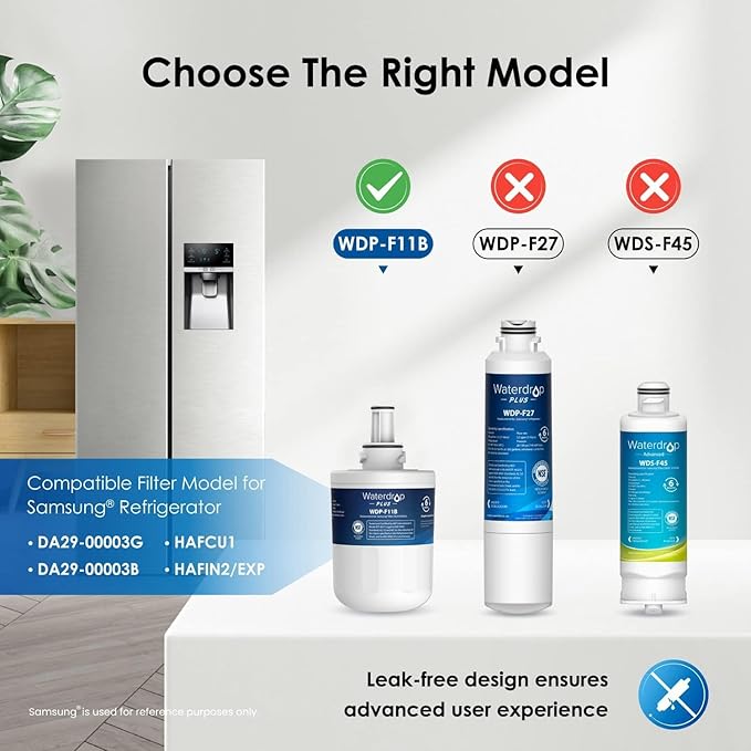 Waterdrop Plus DA29-00003G NSF 4015342 Certified Refrigerator Water Filter, Replacement for Samsung DA29-00003G, DA29-00003B, DA29-00003A, Aqua-Pure Plus, HAFCU1, 2 Filters (Package May Vary)
