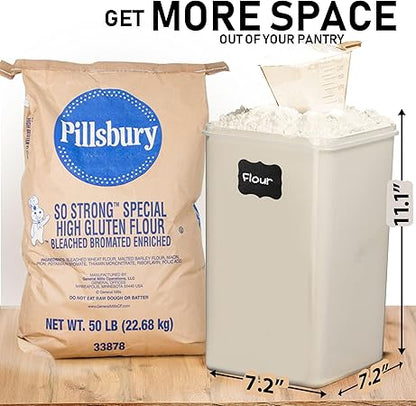 WHITE FEATHER SUPPLIES 2 PC 6.5L  220 Oz Large Flour Sugar Storage Containers - Leak Proof, BPA Free, Clear Plastic Food Storage Containers with Lids Airtight - Bulk Storage for Kitchen and Pantry