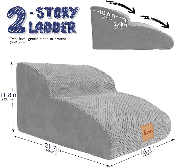 Replacement Waterproof Washable Cover for Topmart High Density Extended Foam Dog RampSteps 2 Tiers,21.7" L x 15.7" W x 11.8" H