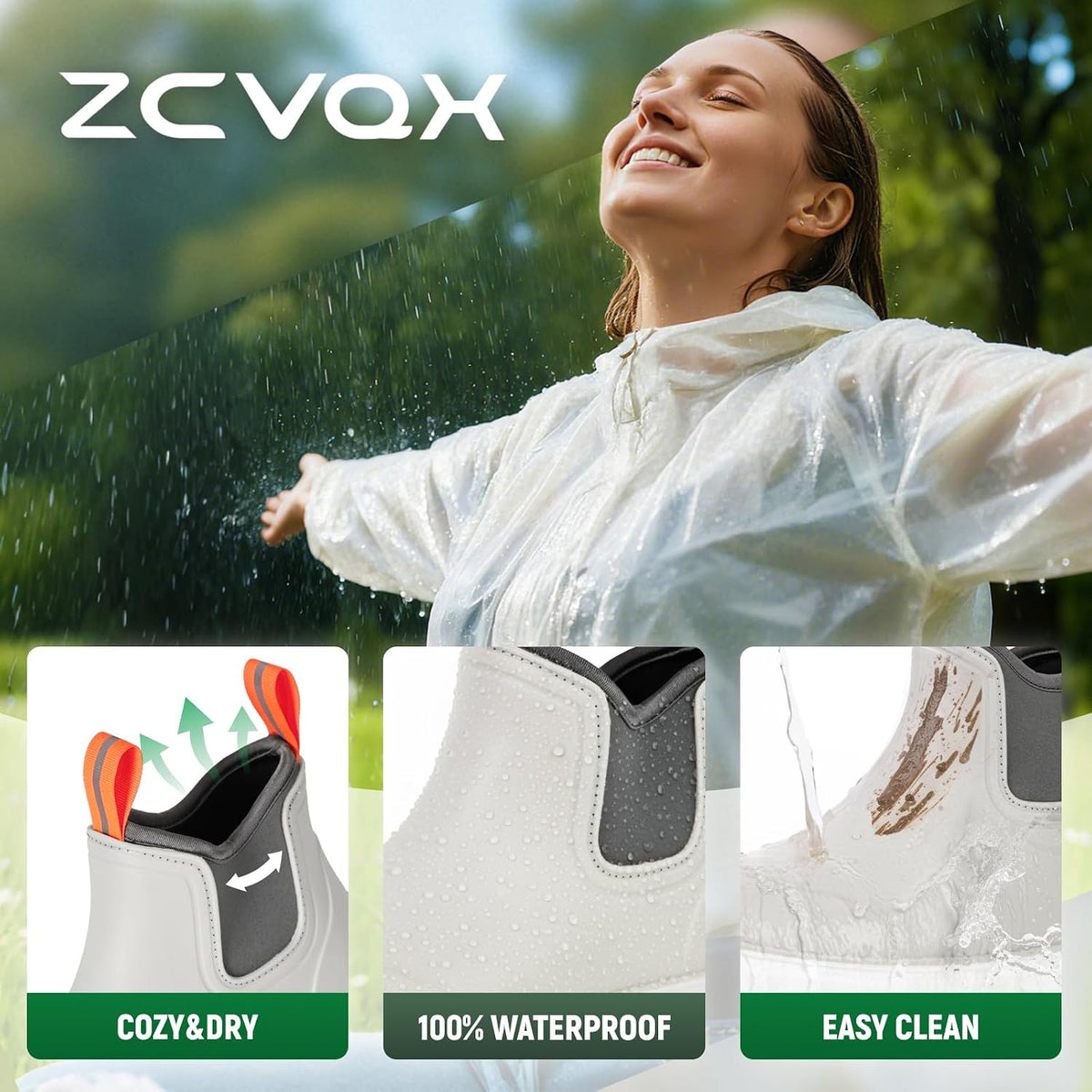 Women's Deck Boots Waterproof Ankle Rain Boots Outdoor Fishing Garden Boots for Women Anti-Slip Lightweight Comfortable Work Shoes