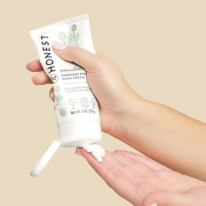 The Honest Company Hypoallergenic Diaper Rash Cream | Moisturizing + Calming Zinc Oxide Ointment | NEA Recognized, Cruelty Free | 2.5 oz