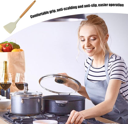 Carote 1pc Silicone Spatula Cookware Handle - Hot Kitchen Tool, Non-Stick Cooking Turner, Slotted Supplies For Baking | Soup Ladle For Fliping, Mixing, Sauteing, Food Prep, Eggs, Pancakes, Cakes Daily