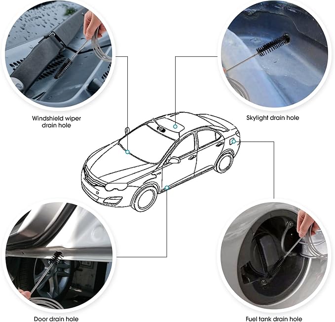 Extra-Thick Drain Brush with Stronger Spring - 67-Inch Flexible Pipe Cleaning Tool - Dual Bristle Heads - Ideal for Curved Pipes and Slim Holes a Black