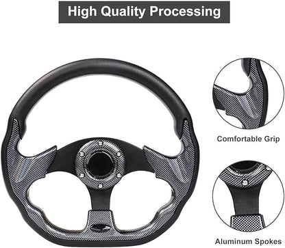 Golf Cart Club Car Steering Wheel, Fit EZGO TXT RXV, Club Car DS Precedent Tempo, Yamaha G2-G29 Most Golf Cart, Universal Golf Cart Steering Wheel, Ergonomic Design, D Shape Design
