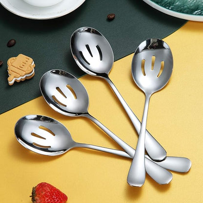 Kyraton 4-Piece Serving Set - Slotted Stainless Steel Spoons, Pack of 4