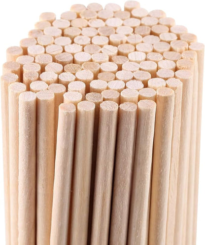 Wooden Dowel Rods 18 x 6 Inch Unfinished Natural Wood Craft Dowel Rods, 100 Pieces