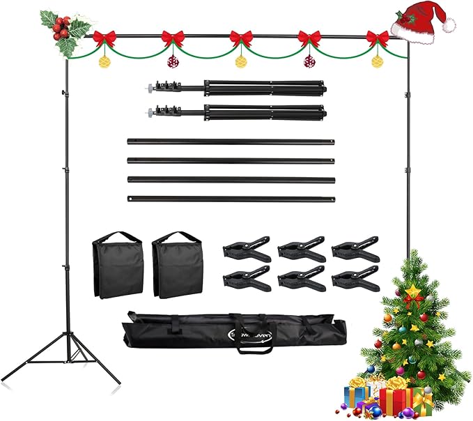 Background Stand,Adjustable Photo Backdrop Stand with Carry Bag for Photography Photo Video Studio, Photography Studio, Birthday Party (8.5x10ft)