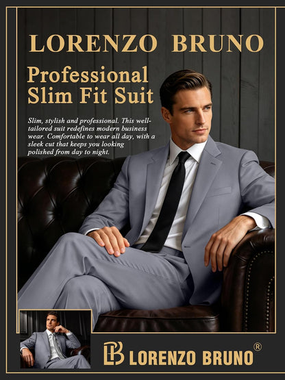 Mens Suit 2 Piece Suits for Men One Button Slim Fit Solid Jacket & Pants Tuxedo Set Business Wedding Party