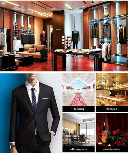 Men's 3 Pieces Suit Business Formal Suit Groomsmen Tuxedos Fit Jacket Waistcoat
