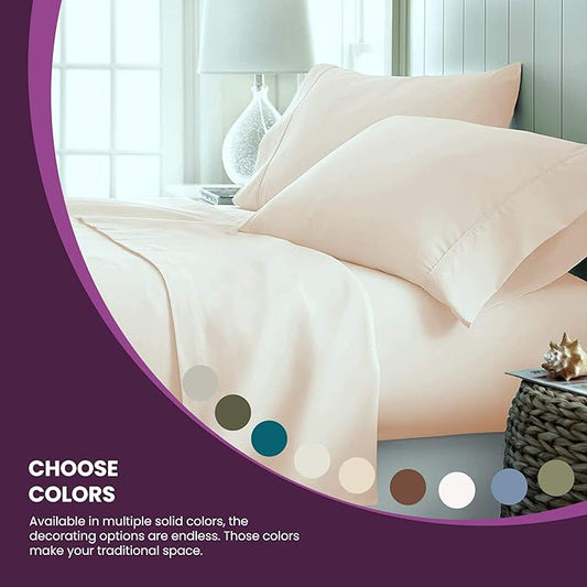Impressions 100 Egyptian cotton 4-piece sheet set with 300 thread count deep adjustment, soft and smooth