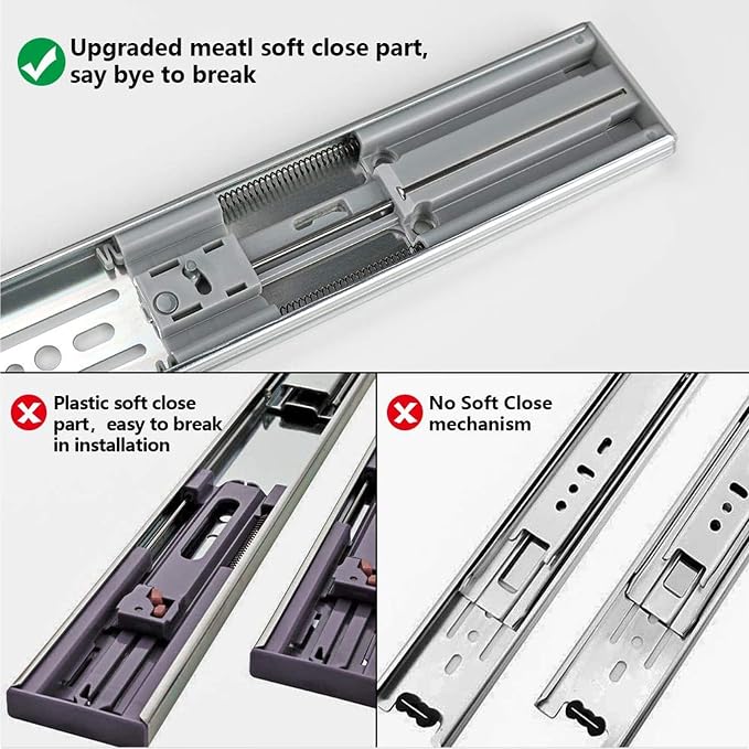 LONTAN 1 Pair Soft Close Drawer Slides 18 Inch Heavy Duty Cabinet Rails
