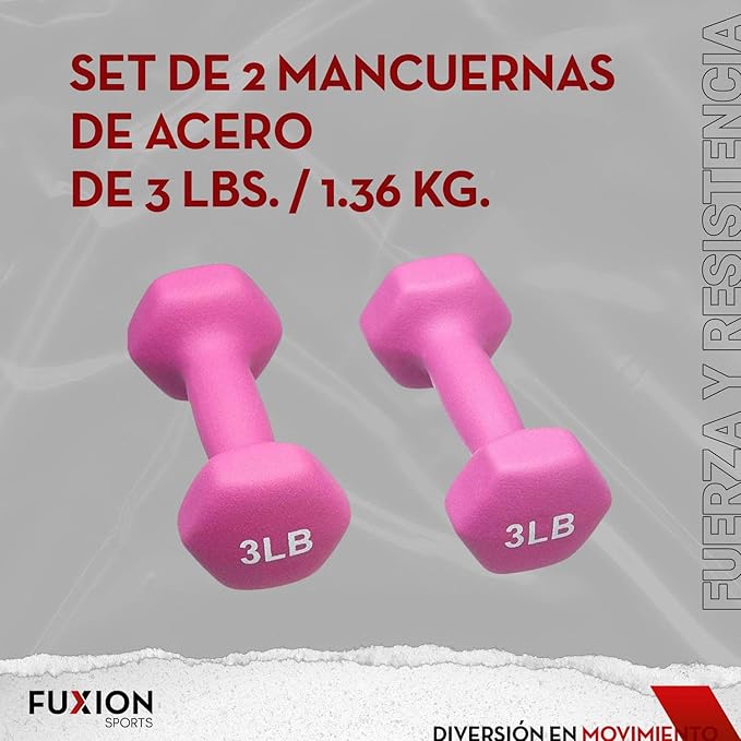 FUXION Neoprene Dumbbell Hand Weights, Sets of 2 Hexagon Non-Slip Weights for Home Gym Yoga Pilates Workout