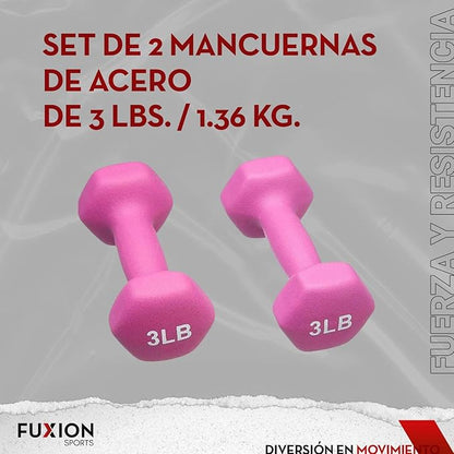 FUXION Neoprene Dumbbell Hand Weights, Sets of 2 Hexagon Non-Slip Weights for Home Gym Yoga Pilates Workout