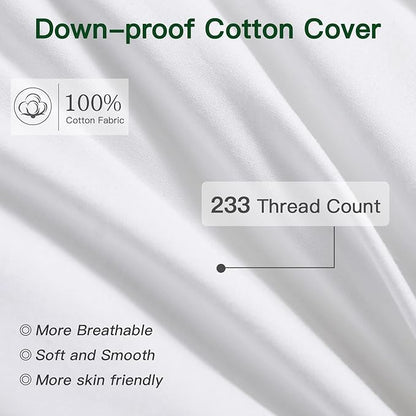 OTOSTAR Pack of 1 Down and Feather Throw Pillow Inserts, 20 x 20 Soft Fluffy Square Pillow Inserts with 100% Cotton Cover Decorative Pillows for Sofa Couch Bed-White