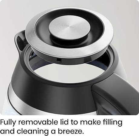 Chefman Electric Kettle, 1.8L 1500W, Hot Water Boiler, Removable Lid for Easy Cleaning, Auto Shut Off, Boil-Dry Protection, Stainless Steel Filter, BPA Free, Borosilicate Glass Electric Tea Kettle