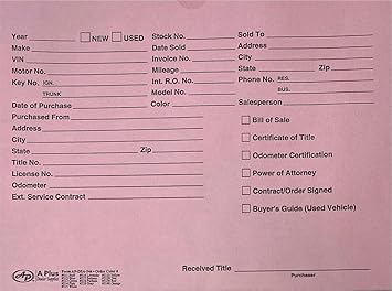 A Plus Paper Printed Vehicle Dealer Envelopes 9x12 Deal Jackets (100 Shrink Wrapped) (Pink))