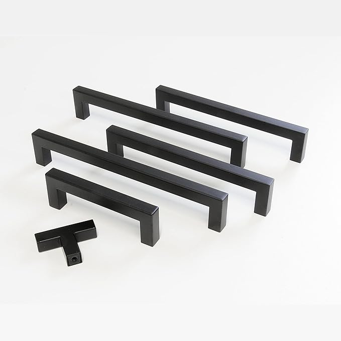 RCH Hardware HD-SS128-96 Hollow Stainless Steel Modern Cabinet Drawer Handle Pull, 3 3/4 Inch, Black (2 Pack)