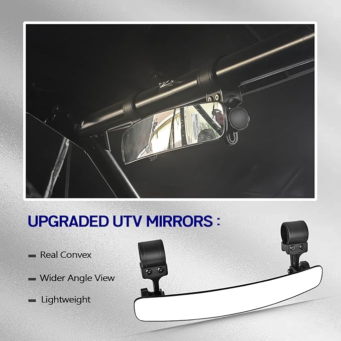 16.5" Ultra View UTV RearView Mirrors with 1.75-2.0" Clamps Compatible with Polaris RZR 800 900 1000 Turbo, Can Am Maverick, Honda Pioneer Talon, Kawasaki SXS UTV Mirror - Fit Until 2024