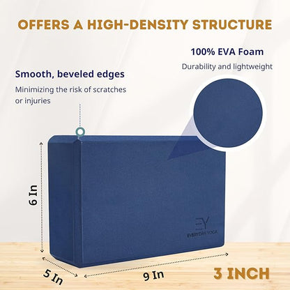 Everyday Yoga Foam Block with Soft Non-Slip Surface for Stability, Balance, and Deepen Stretches - Ideal for Yoga, Pilates, and Meditation Accessories (Sold Singular)